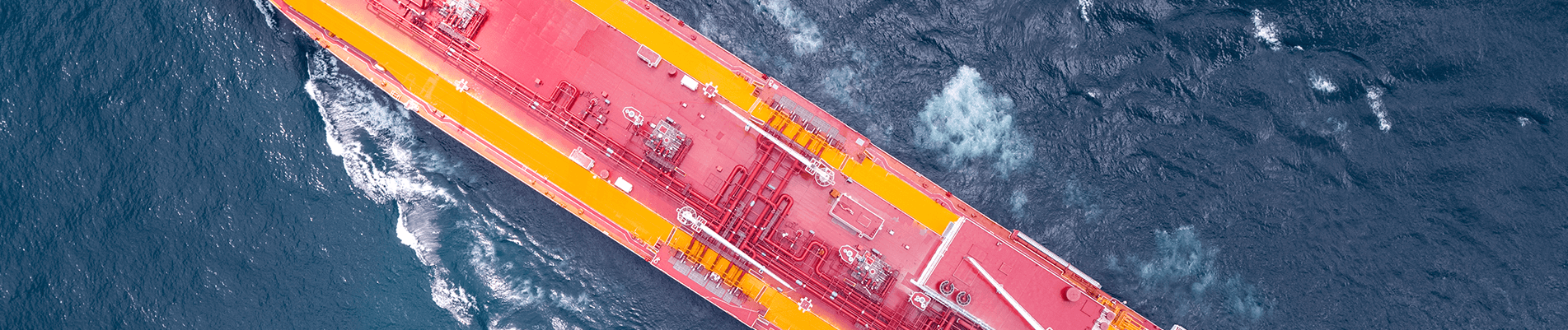 birds eye view of LNG vessel at sea