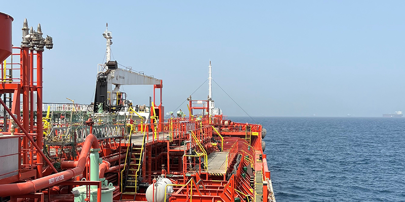 Bunker barge at sea