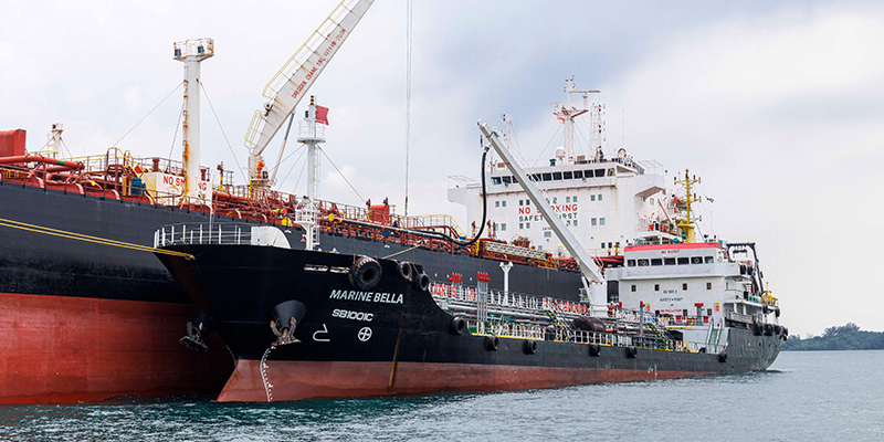 barge operations - refueling tanker at sea