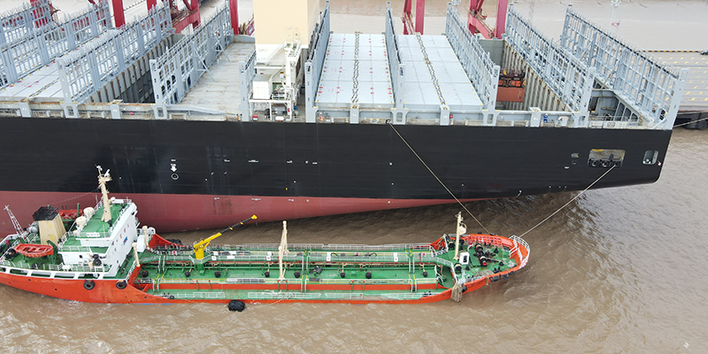 bunker barge at ship terminal