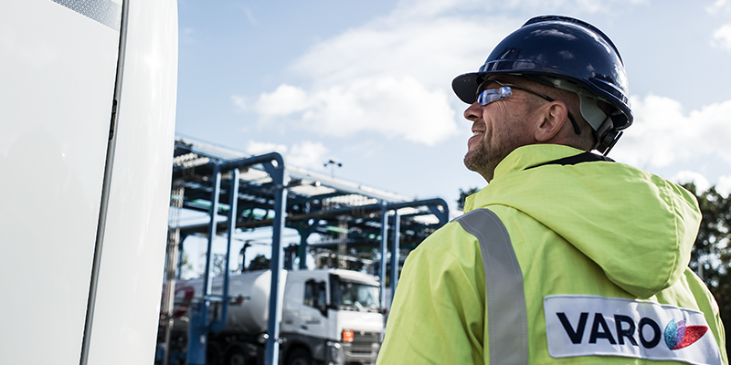 Engineer undertaking operations at a truck refueling site