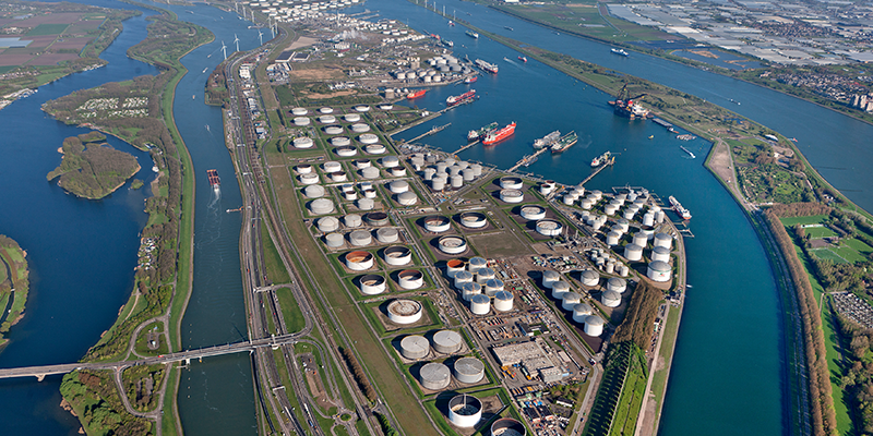 Birdseye view of storage terminal at Rotterdam