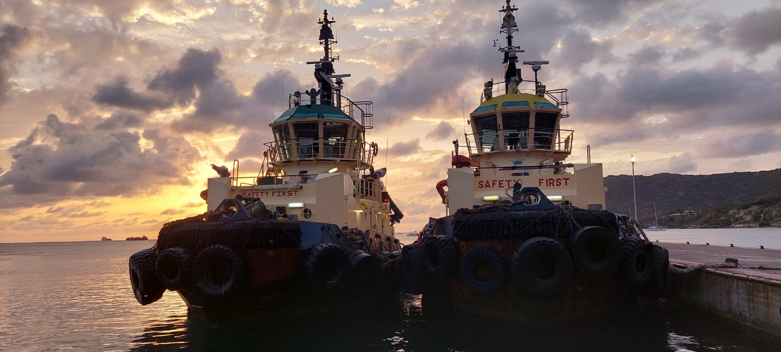 bunker barges at dusk