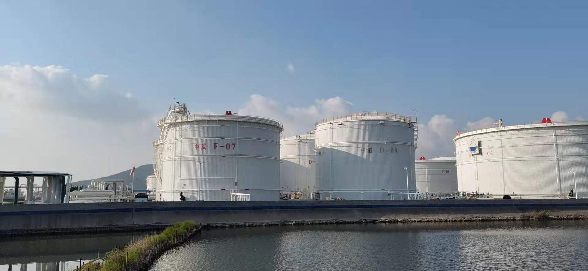 white storage tanks