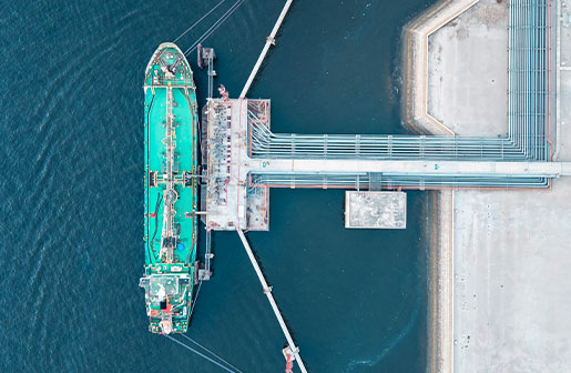 Bunkering barge at jetty